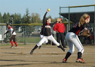 M-P junior Jen Rosie took the mound to begin the seventh inning