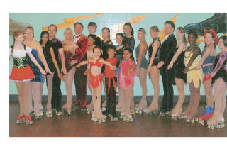 The members of the Marysville Skating Club pose for a photo. The team won big at the regional meet in Portland and leaves shortly for nationals in Lincoln
