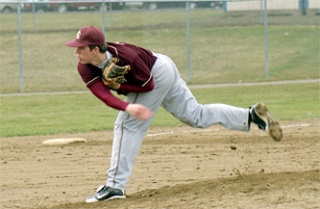 Relief pitcher Justin Virdell attempts to strikeout Archbishop hitters.