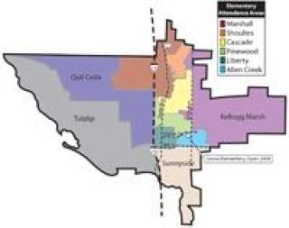 These are the current attendance boundaries for the 10 elementary schools in the Marysville School District