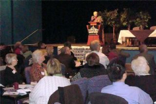 Mayor Dennis Kendall talked to a crowd of about 100 inside the Tulalip Casino last week.