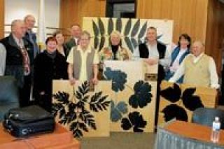 Kathryn Glowens Overhead Underfoot is presented to Arlington City Council in February 2006. The four works of art were one of two acquisitions with money raised from the Arlington Arts Councils 2005 Fall into Art Auction with matching funds from the city.