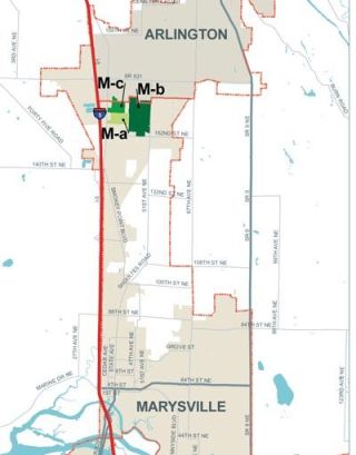 These three sites on Smokey Point Boulevard made the final cut out of 84 location submitted to state planners for a new UW branch campus.  They are just north of 152nd Street in the Marysville city limits. Three other sites also made the cut: two in Everett