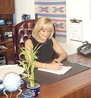 At work in her office