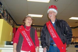 The 2007 Strawberry Festival Senior Royalty were crowned on March 28.  Here Ginny and George Carpenter wear their new crowns after their installation at the Tulalip Bingo Hall after a surprise ambush from friends.  Ginny was a 1953 Strawberry Festival Princess.