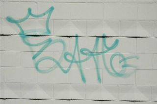 This symbol appeared over a recent weekend on the side of The Marysville Globe offices on State Avenue