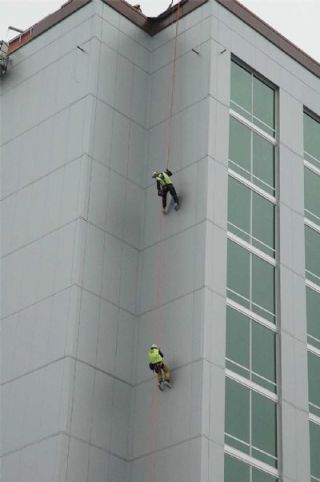 In a drill held on the side of the new Tulalip Hotel
