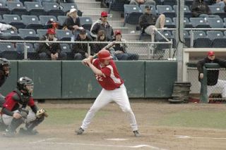 M-P senior Riley Gilbertson up to bat against Mountlake Terrace. The senior was 3-for-4 with three RBIs in the Tomahawks 10-0 playoff opener against Jackson.