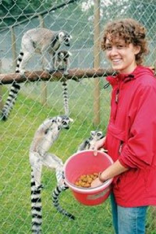 TWU biology grad Katherine Ramos currently works with lemurs at Langleys Mountainview Breeding and Conservation Society.