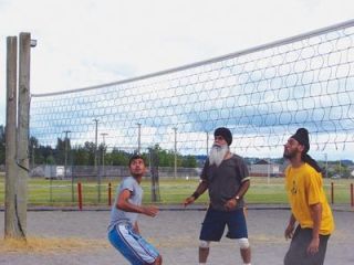 A friendly game of volleyball