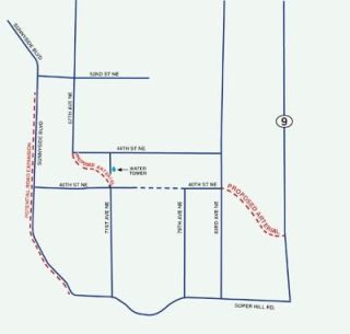 This map shows several proposed routes through the east Sunnyside and Whiskey Ridge neighborhoods