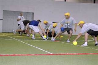 Competitive division runner up Oompa Loompas dash into neutral territory to arm themselves at the beginning of a bout.