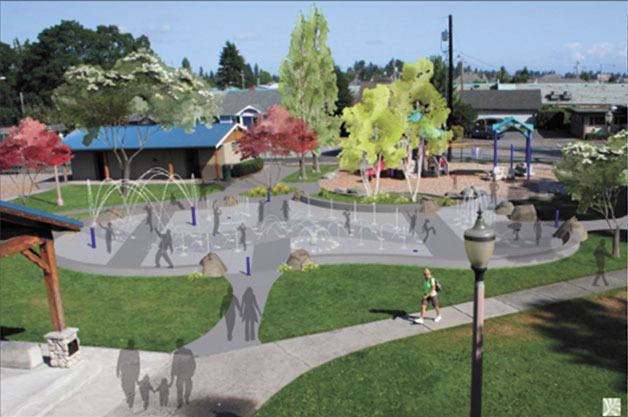 This graphic shows the features of the planned spraypark