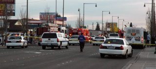 Emergency response personnel from the Marysville Police Department and the Marysville Fire District fill State Avenue after a 13-year-old boy was struck by a vehicle Thursday afternoon.