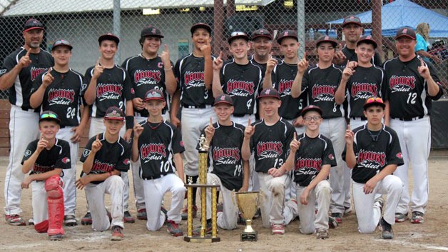 he Marysville Baseball Association’s 13u Hawks Select team won both the State Championship Tournament and the Super State Championship Game on July 17 and July 18. Back row from left