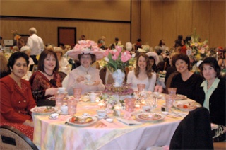 A table of Marysville women enjoy fine beverages and conversation at the spring tea. From left