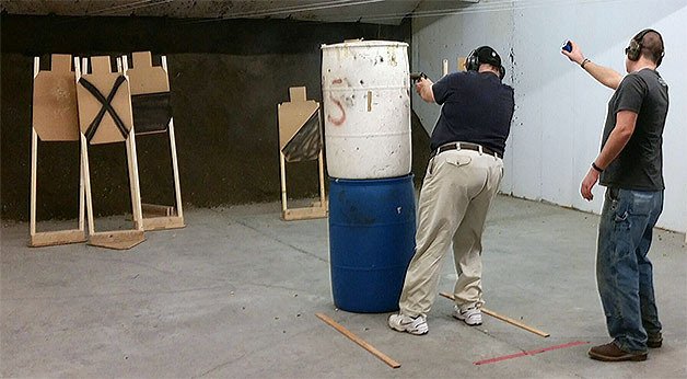 Gun enthusiasts participate in a new shooting contest developed for beginners to make it more interesting and fun