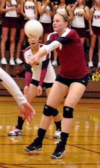 Larissa Block digs the ball during the Sept. 19 match.