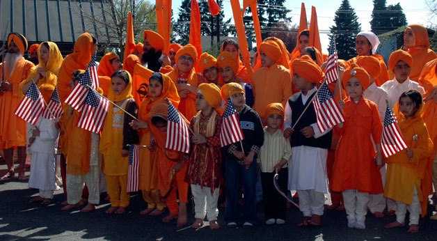 Sikh children celebrate their Punjabi and American heritage alike during the May 1 observance of Vaisakhi at the Guru Nanak Sikh Temple in Marysville.