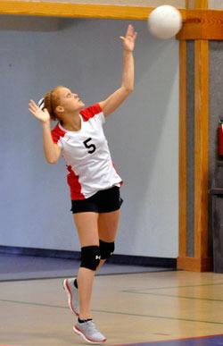Tulalip Heritage’s Paris Verda serves during a match at Grace Academy on Friday