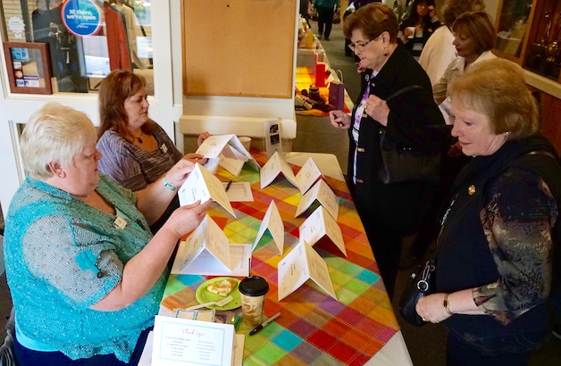 Marysville Soroptimists Elaine Hanson and Nancy Schaut register guests for the area conference in Arlington.