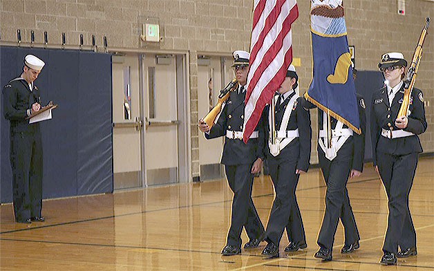 A Marysville Junior ROTC team competes at the event.