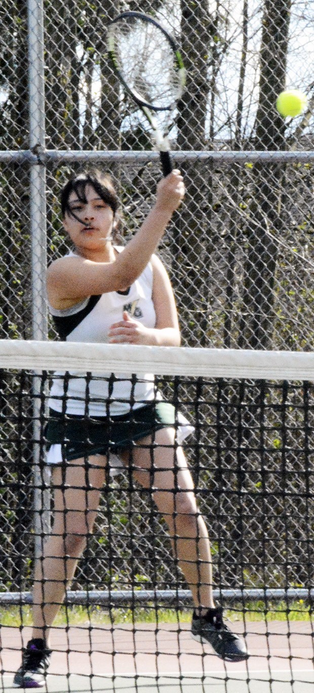 Marina Ciferri of Marysville Getchell competes in a singles match against Lynnwood.