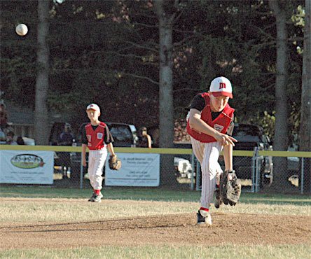 J.T. Kirkland started on the mound for the Marysville Nationals 10-year-old all-star team. The boys went 1-2 through the district tournament at Cedar Field in Marysville.