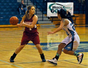 M-P’s Halie Romo looks to make a pass.