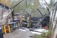 Firefighters Jill Houghton and Brien Gronemyer  were among the Marysville Fire District personnel who responded to a Sept. 16 shed fire.