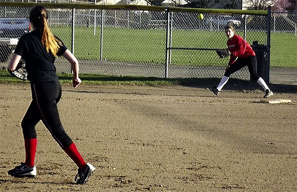 Marysville-Pilchuck's girls softball team took advantage of the sunny day March 2 to practice outside on the first official day of workouts.