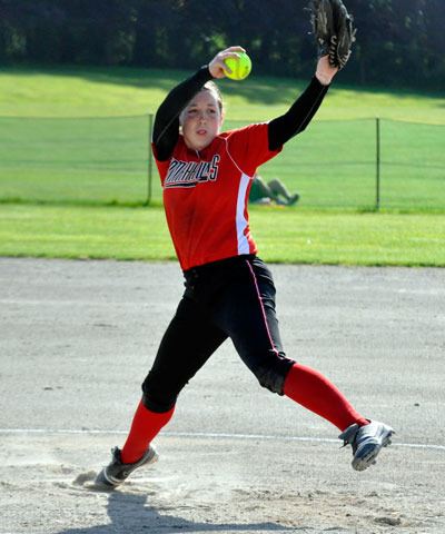 Tomahawks pitcher Monica Clow pitches to a Monroe batter during the Wesco 4A District 1 Championship game on May 17 at Sky River Park in Monroe.