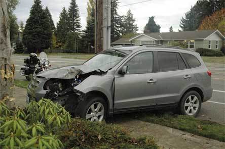 This four-door SUV was heading southbound on Cedar Avenue when it ran off the road and struck a tree just outside of Frank Lumber at approximately 7:33 a.m. on Nov. 2.
