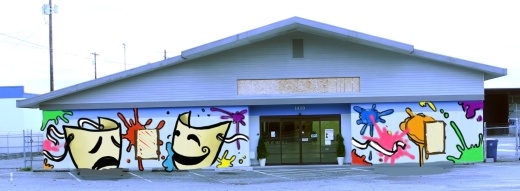 The planned mural design for the Red Curtain Arts Center in Marysville