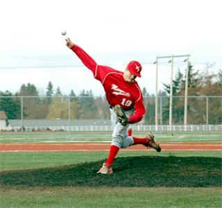M-P senior Tyler Holm started on the mound for Marysville-Pilchuck.