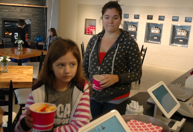 Elsie and Lisa Stevens order up some tasty treats at Blu Berry Frozen Yogurt Jan. 30.