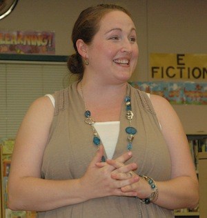 Incoming Marysville Special Education PTSA President Alicia Champine speaks to her fellow MSEPTSA members on Sept. 10.