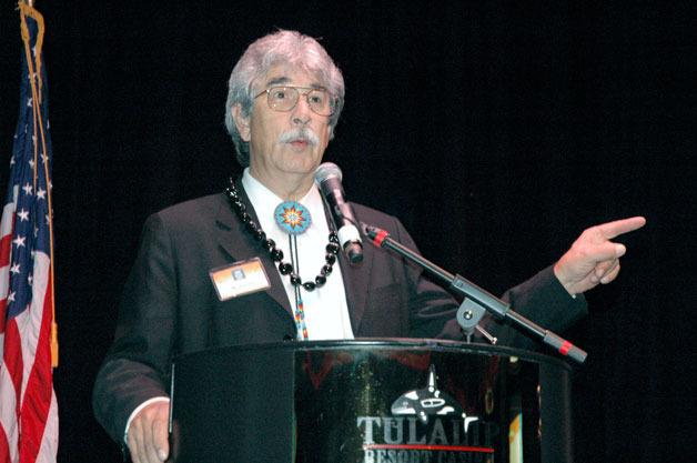 Tulalip Tribal Board Chair Mel Sheldon Jr. thanks the surrounding community for supporting the Tribes’ efforts to support organizations that support the surrounding community in turn.