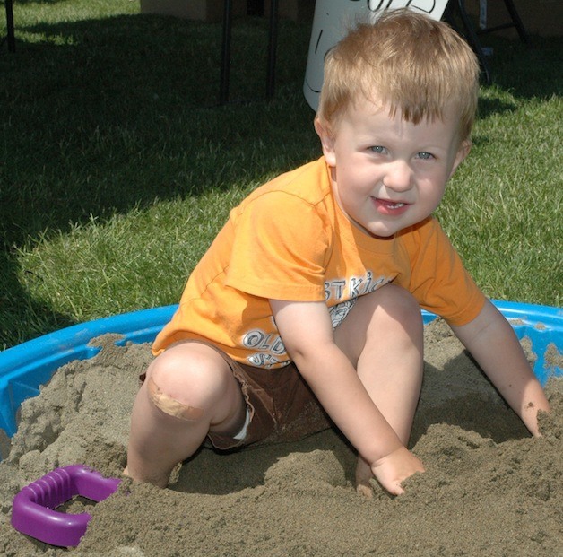 Michael Woodbury searches for 'berried treasure' at the Kids Day Party in the Park in Asbery Field on June 13.