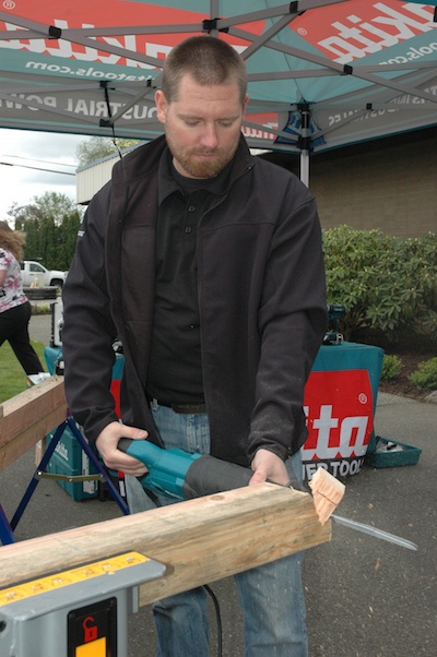 Erik Ritter of Makita Power Tools demonstrates his wares at Parr Lumber in Marysville.