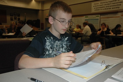 Marysville Middle School sixth-grader Zach Blanchard was among the members of the public who sat in on the Marysville School District's May 22 budget forum.