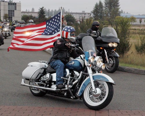 Ride captains fly the colors on Sept. 14 for the third annual ‘Patriot Ride’ from Sound Harley-Davidson in Smokey Point.