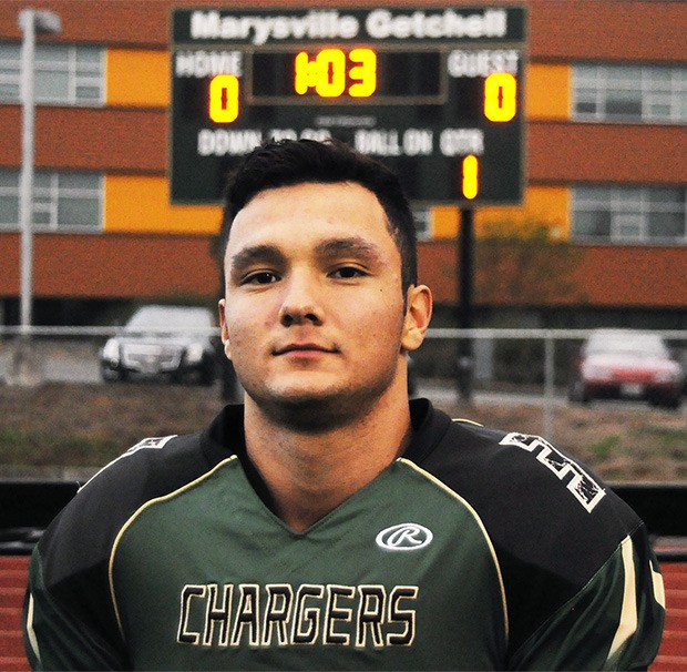 Collin Montez from Marysville Getchell brings a heavy blow in all the positions he plays.