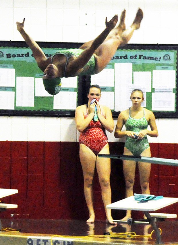 Alex Pimental gets airborne for a dive.