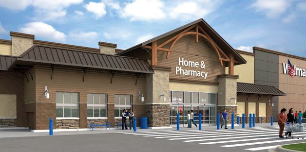 The planned design of the new Marysville Walmart storefront