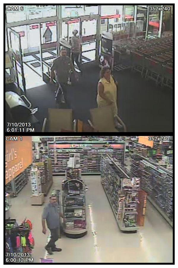 Police are searching for the man pictured in these surveillance photos after he allegedly threatened to shoot everyone in the State Avenue Kmart store on Wednesday