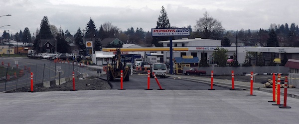 The grade of the existing road of State Route 529 will need to be connected to the new Ebey Slough Bridge before its eastside can open on April 16 to take northbound traffic into Marysville.