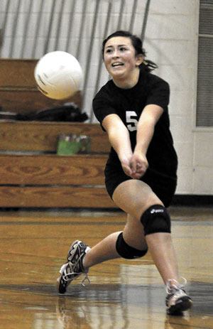 Getchell freshman Kaitlyn Bombach receives an Everett service.