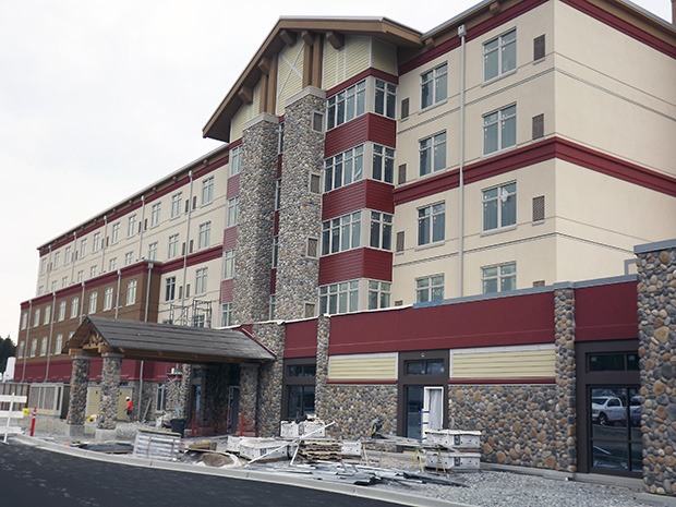 The new hotel attached to the Angels of the Wind casino on the new Stillaguamish Tribe reservation is set to open in late December. With the exterior almost done