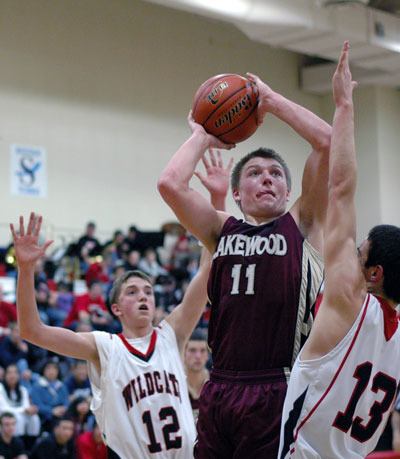 Lakewood’s Justin Peterson attempts to score during a Jan. 11 game against Archbishop Murphy.
